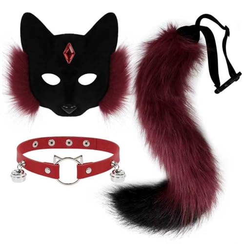 Queue et collier cosplay avec masque bal masqué pour fête
