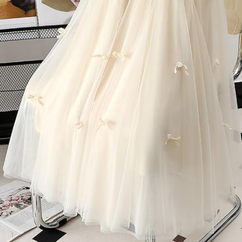 High Waist Tulle Midi Skirt for Women Lace up Bow Wedding Party Prom Cocktail Mesh Flowy A-Line Long Tutu Skirts4