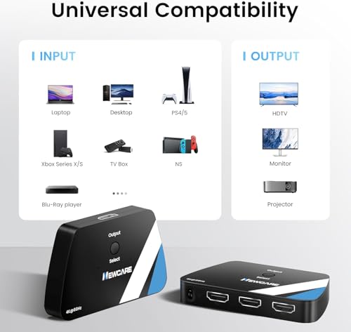 Image of [Upgrade] HDMI Switch 3 in 1 Out, 4K@60Hz with Remote, HDR10+ Dolby VRR 3D