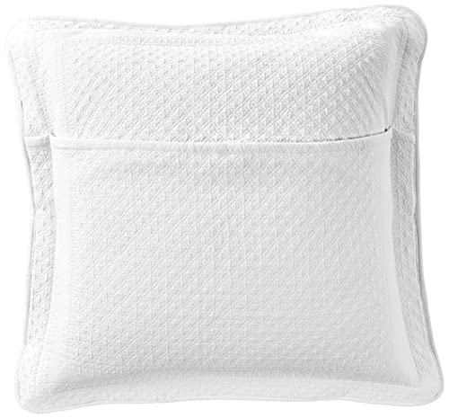 Historic Charleston King Charles Classic European Matelasse Cotton Decorative Pillow Case, Euro Sham (26" X 26"), White #TOP1