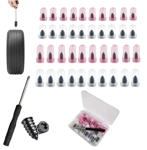 40pcs Tire Repair Rubber Nail Kit, Tire Repair Screws with Screwdriver, Tire Screw Plug Fast Tool...