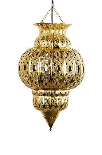 Orientalische Lampe Pendelleuchte Gold Isfahan 50cm E27 Lampenfassung | Marokkanische Design Hängeleuchte Leuchte aus… – Bild 4