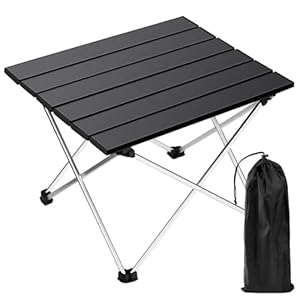 Camping Table, Portable Roll Up Folding Table, Compact Picnic Aluminum Table with Store Bag, 700g Easy to Carry Small Table, 30s Quick Assemble, Ideal for Outdoor Picnic Beach BBQ Hiking Fishing