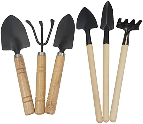 Gardening Tool Set (6 Pcs) Spade Shovel Rake for Garden Plants Care House Plants Flower Pot Cactus Vegetables Kids Indoor Small Plants Mini Medium Plant Tool Succulent Kit