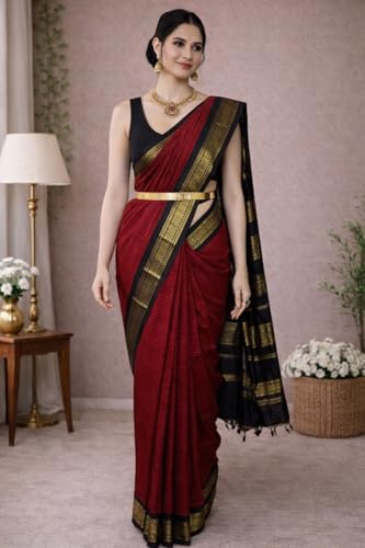 Image of South Cotton Gadwal Saree for Women | Celebrity Inspired Traditional Ethnic Wear | Chettinad & Kalyani Cotton Sarees | Soft Cotton Saree with Blouse Piece | White