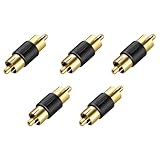 VCE 5-Pack Gold Plated RCA Male to Male RCA Coupler Connector Adapter