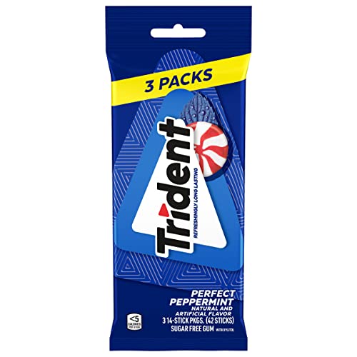 Image of Trident Sugar-Free Gum, Perfect Peppermint Flavor, 14 Count(Pack of 3)
