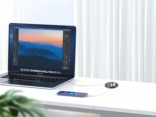 Estación de carga rápida para escritorio con 2 tomas AC, 4 puertos USB (incluyendo 2 PD 20W USB-C), para orificio de 3 pulgadas, cable de 6 pies, marca Jgstkcity miniatura 5