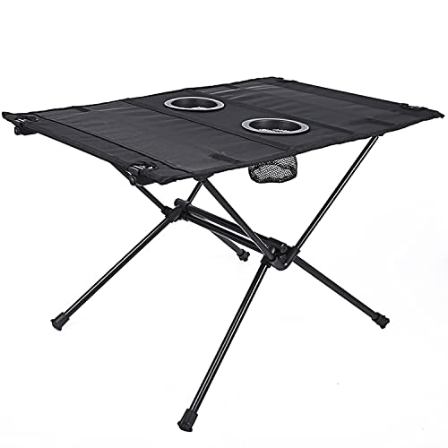 Folding Camping Table - Portable Folding Table With 2 Cup Holders, Compact Lightweight Small Folding Roll-Up Table With Carry Bag For Outdoor Picnic, Beach, Camping, Bbq, Party #TOP15