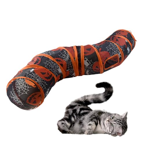 Brinquedos túnel para gatos para Halloween, acessórios interativos brinquedo gato jogos túnel para gatos interativo 2 vias túnel dobrável para coelhos brinquedos para gato
