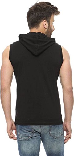 Image of Blisstone Men's Sleeveless Hooded T-Shirt - Gym Workout Muscle Tank Top | Casual Cotton Hoodie Vest for Summer Fitness & Sports Black