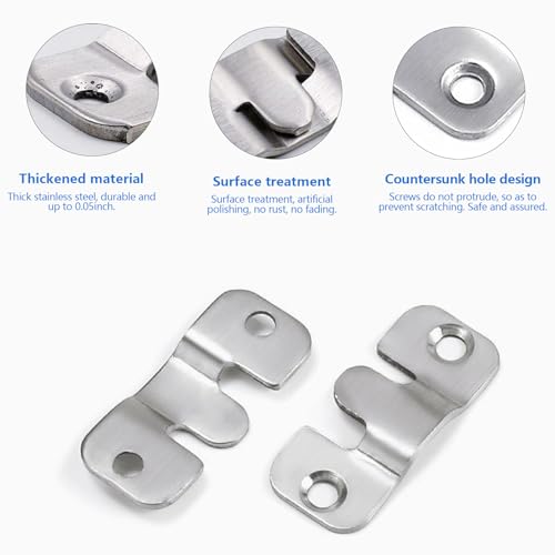 Image of Flush Mount Bracket 18 Pcs Interlocking Mount Picture Hanger Hook Hardware Heavy Duty Stainless Steel Silver for Art Gallery Clock Shelves Mirrors Wall Hanging Photo Frame