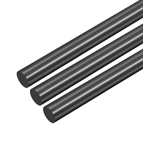 uxcell 3pcs Plastic Round Rod 1/2 Inch Dia 20 Inch Length Black (POM) Polyoxymethylene Rods Engineering Plastic Round Bars(12mm)