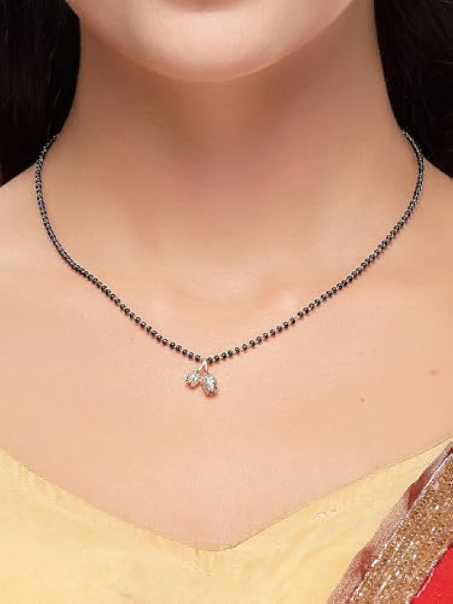 Women's Classic Floral Charm Beaded Mangalsutra, Traditional