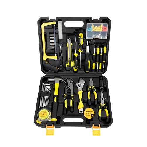 Yonovo Heavy Duty 100-Piece Tool Set with Tool Bag - Complete Toolbox for Home Repairs and DIY Projects | Mechanics tool set Hand tool kit Garage Home DIY Professional Tool organizer Compact.