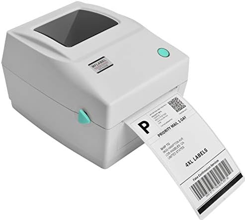 MFLABEL Label Printer 4x6 Thermal Printer, Commercial Direct Thermal High Speed USB Port Label Maker, Etsy, Ebay, Amazon Barcode Express Label Printing Machine, White