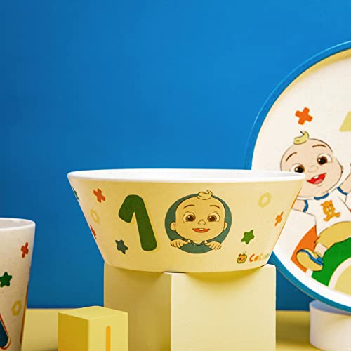 Image of Zak Designs CoComelon Kids Dinnerware Set 3 Pieces, Durable and Sustainable Melamine Bamboo Plate, Bowl, and Tumbler are Perfect For Dinner Time With Family (JJ, Cody, Nina)
