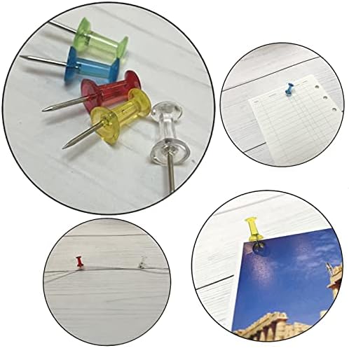 Smukdoo Coloured Push Pin,100 PCS Plastic Thumb Tacks Clear Push Pins Drawing Pins Map Pin for Pinboard,Bulletin Board (Multi)