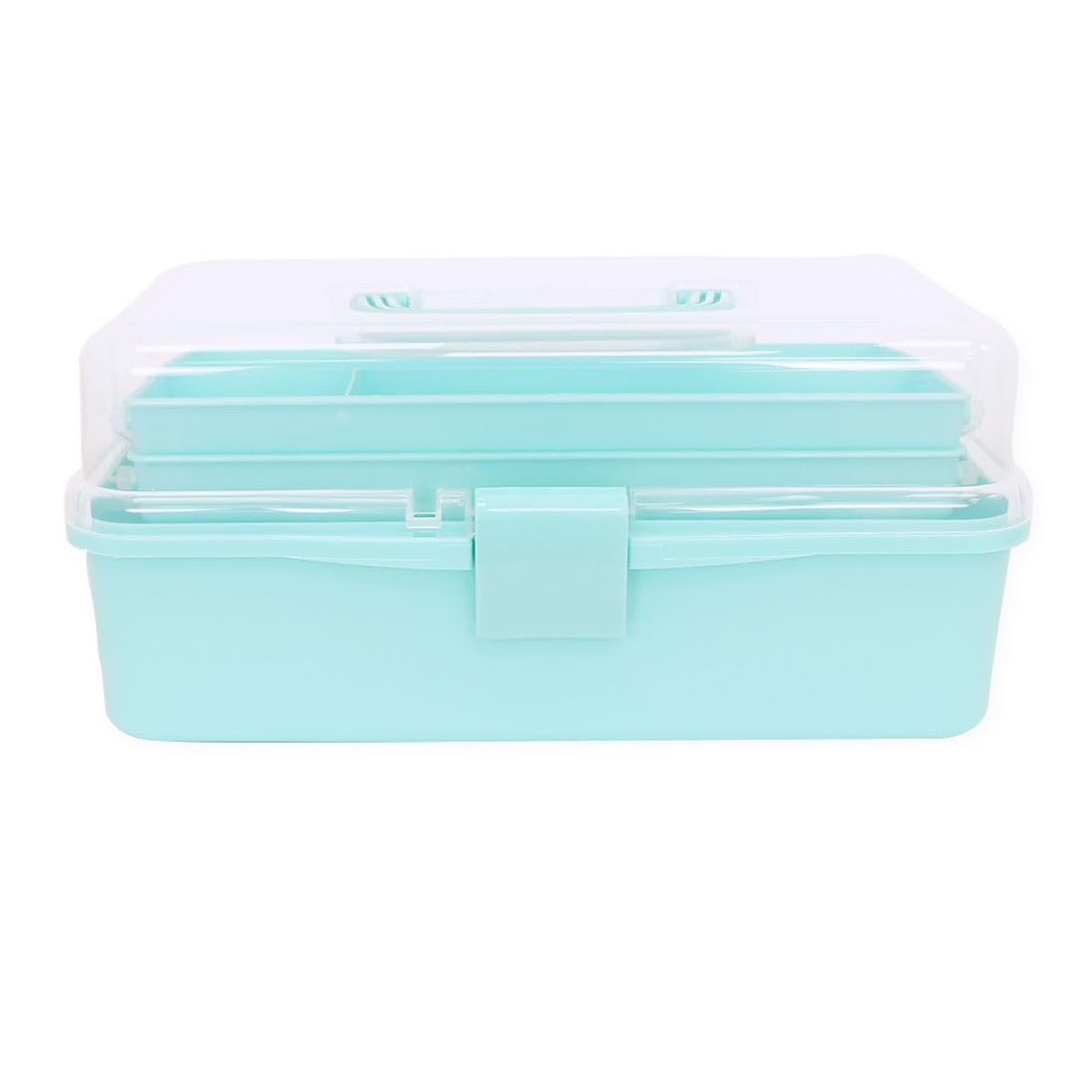 Craftelier - Caja de Herramientas de Plástico | Caja Organizadora de Plástico con Compartimentos | Organizador de Medicamentos y Scrapbooking | Tamaño Aproximado 32 x 13,5 x 18,5 cm - Color Turquesa