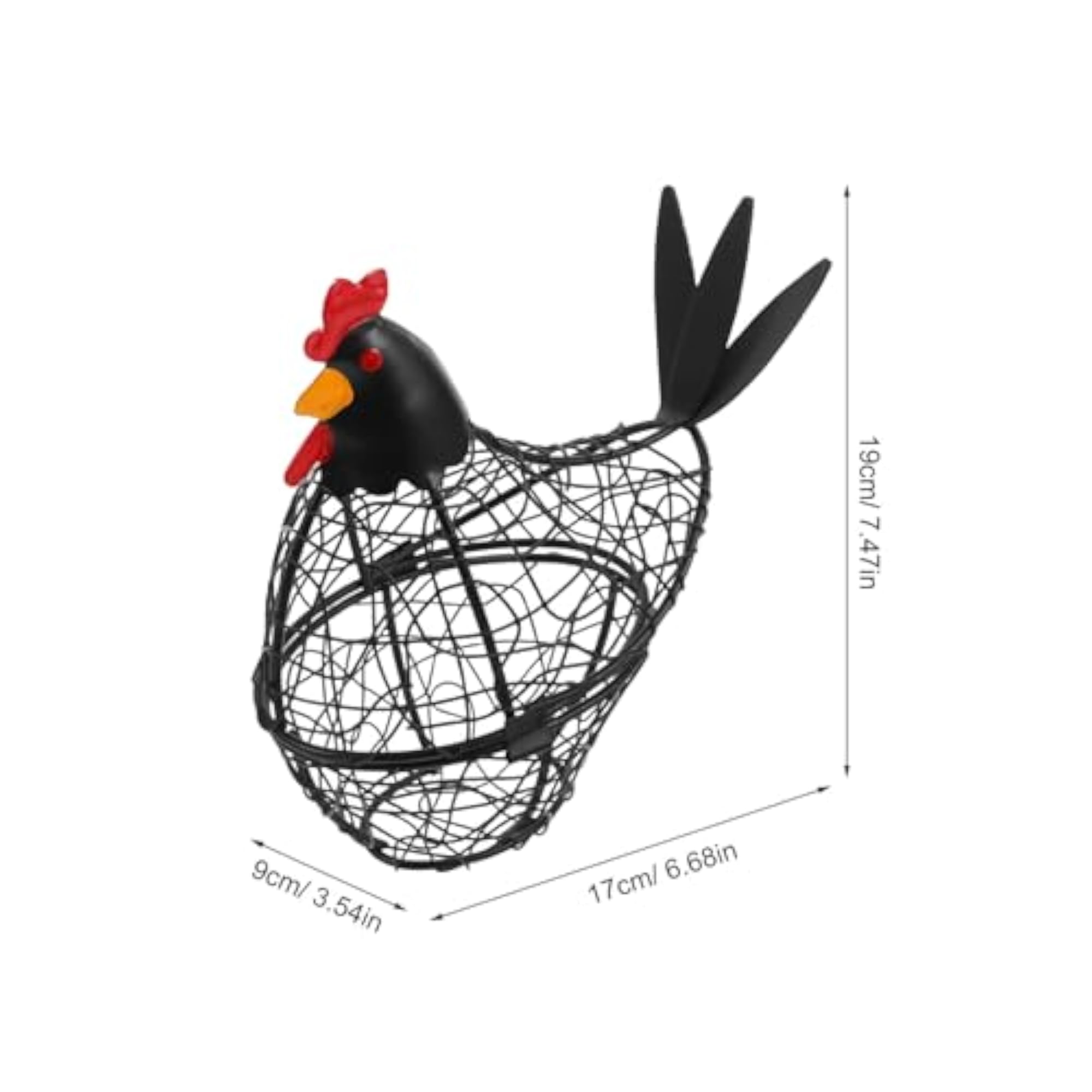 Black Metal Chicken Egg Basket, Wire Storage Holder