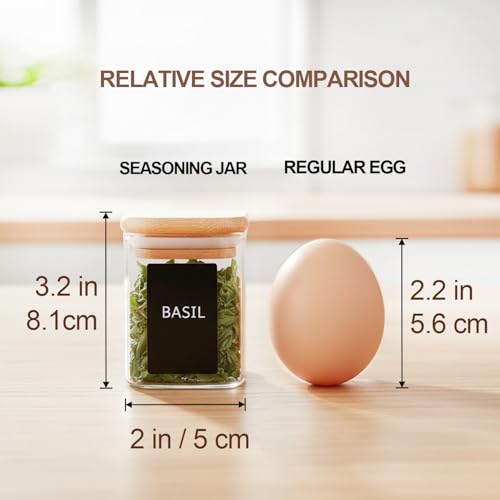 Image of ComSaf 16Pcs Glass Spice Jars with Bamboo Lid, 4oz Airtight Square Spice Containers with Lables, Empty Seasoning Jars for Spice Salt Sugar