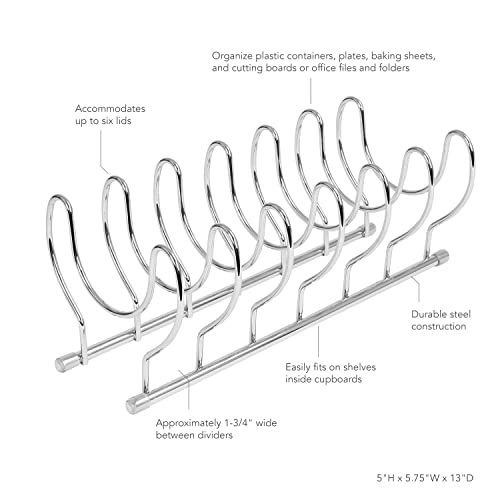 Spectrum Diversified Euro Kitchen Lid Organizer For Plates, Cutting Boards Bakeware, Cooling Racks, Pots & Pans, Serving Trays, And Reusable Containers, Chrome #TOP1