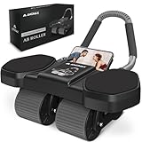 Amonax Ab Roller Exercise Wheel, Four Wheel Abs Trainer with Elbow Support, Abdominal Exercise Equipment for Core Abs, Automatic Rebound Abs Workout Equipment For Home Gym Men Women Use (Black Assist)