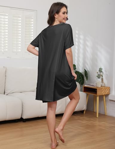 Image of Hospital Gowns for Women Open Back Tear Away Snap Post shoulder Dress Short Sleeve Soft Adaptive Clothing with Pockets