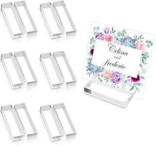 ASTER 6 Pcs Acrylic Card Stands Clear Place Card Holders with Card Slot 2 Inch Card Stand for Cards, Photos, Memos, Pictures Display