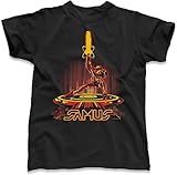 Collar Style: Band Collar Samus Metroid Men\'s T-Shirt Black Graphic Unisex tee Shirt
