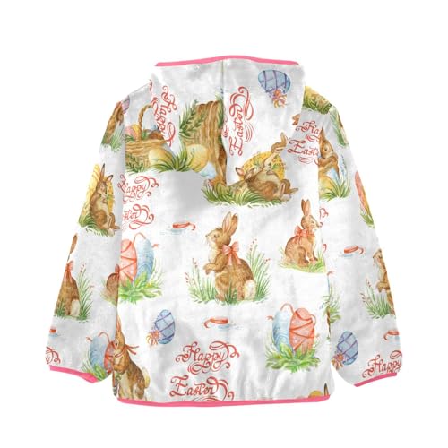OTVEE Spring Easter Rabbits Eggs Kids Hoodie Jacket Fall Spring Full Zip Warm Outwear Coat2