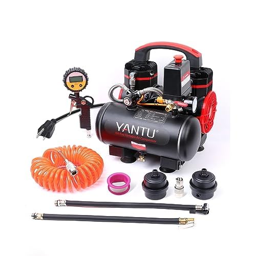 YANTU Air Compressor, Oilless Piston 3L 1.2hp Small Silent Oil-free Portable Air Compressor,Quiet Compressor for Auto Repair, Tire Inflation, Spray Painting, Woodwork Nailing