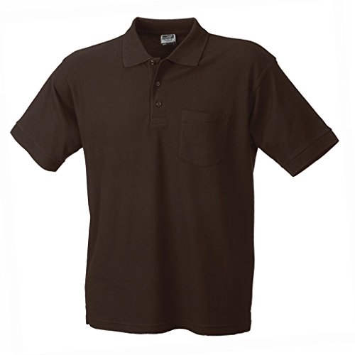 JAMES & NICHOLSON Polo Maille piquée Manches Courtes Poche Poitrine (XXL, Marron) Cover