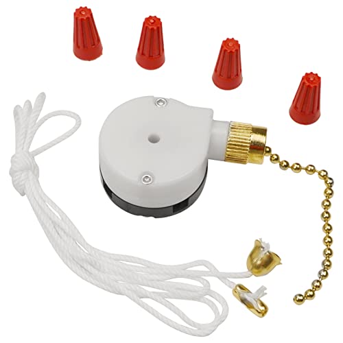 Image of Zing Ear ZE-208s 3 Speed 4 Wire Ceiling Fan Pull Chain Switch Speed Controller - Brass Finish