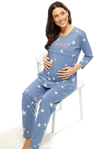 Image of LOTIK Women's Cotton Star Print Maternity & Feeding Night Suit Set