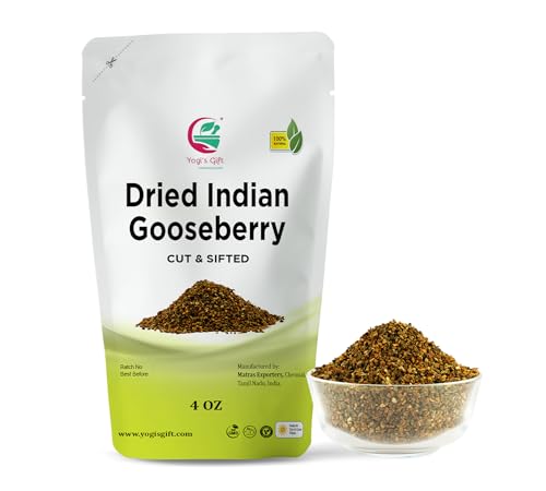Dried Amla/Gooseberry Cut & Sifted 4 oz | Rich in Vitamin C, Fibre | Phyllanthus emblica | by Yogi's Gift®