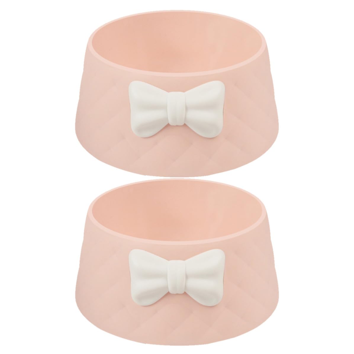 2pcs Feeding Bowl with Bow-knot Decor Pink Plastic PET for Dogs