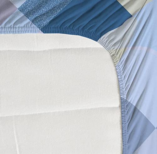 Image of Jashan Premium Cotton Elastic Fitted Bedsheets with 2 King Size Pillow Covers | Double Bed with All Around Elastic 220 TC Supersoft |Size-72 King Sizex78+10 inches | Sky Blue & Pink
