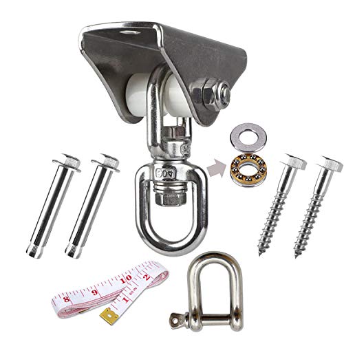 Punching Bag Bracket Antirust Stainless Steel Heavy Duty Swing Hanger 1000 Lb Wooden Concrete Mounting Silent 360Â° Ceiling Porch Kit Playground Gym Rope Boxing Hammock Chair Yoga D Rings
