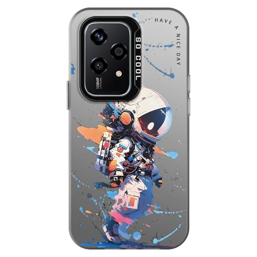 YUXING Case for Honor 200 Lite 5G with Flower Animal Graffiti Art Pattern Design Black Back Cover Slim Thin Shockproof Bumper Protective Case