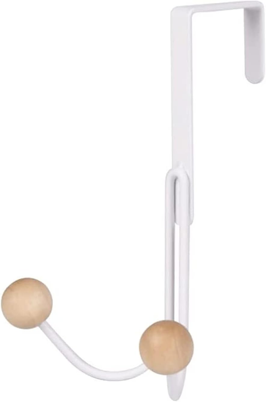 Sturdy Heavy Duty Wall Mount Door Hooks Hanger for Clothes Hanging Behind The Door Wreath No Drill Needed Hardware Fit for Home Accessories (White)