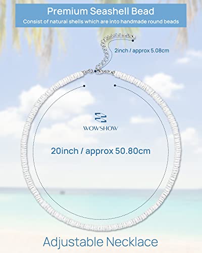 Wowshow Shell Necklace, Puka Shell Necklace For Men Women Seashell Choker Necklace Smooth Shell Chip Summer Necklace For Girls Boys 18 Inches #TOP3