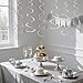 Party Swirl Decorations Hot Pink Shinny Foil Hanging Swirl Decorations Plastic Streamer for Ceiling Plastic Streamer for Party Decorations Metallic Hanging Swirl Pack of 30 (Sliver)