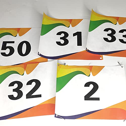Sloyunlu Running Bib Numbers 1-50 With Safety Pins For Marathon Sports Competition Events, Race Bibs Competitor Numbers For Track And Field, Tearproof Waterproof 6 X 7.5 Inch #TOP6