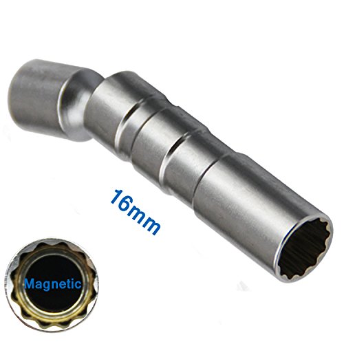 UTMALL16mm Magnetic Thin Wall Universal Joint Spark Plug Socket Removal Tool 12pt 95mm Length