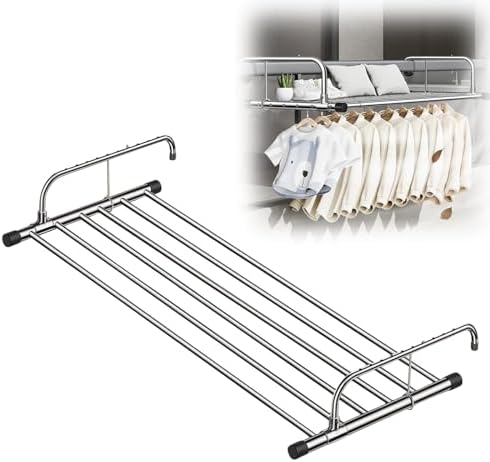 Folding Wall-Mounted Stainless Steel Clothes Drying Rack, Retractable Laundry Airer for Balcony, Space-Saving Clothing & Shoe Drying Solution