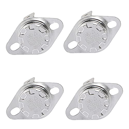 AopinサーマルコントロールスイッチKSD301ノーマルクローズNC260度250V16Aトーストオーブンサーモスタット温度スイッチ-度4個