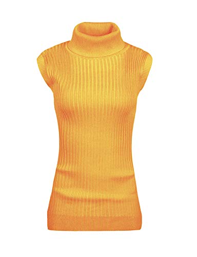 v28 Women Sleeveless High Neck Turtleneck Stretchable Knit Sweater Top-M,Tum