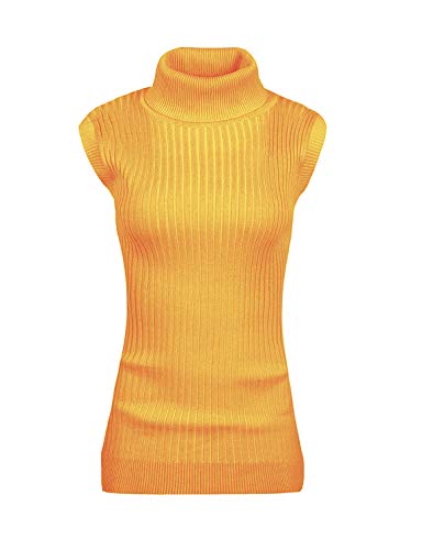 v28 Women Sleeveless High Neck Turtleneck Stretchable Knit Sweater Top-M,Tum