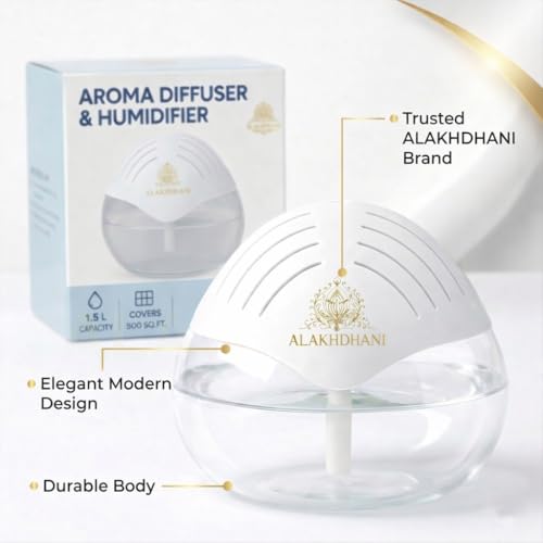 Image of Aroma Diffuser & Air Humidifier | 500 ml Water Tank | Cool Mist Humidifier for Home, Spa, Meditation, Office | White